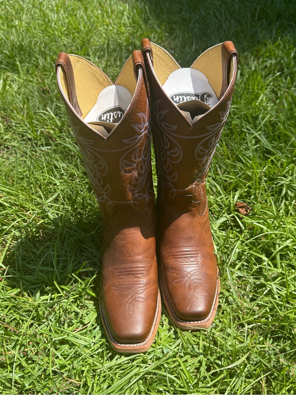 Justin Brown Leather Western Cowboy Boots